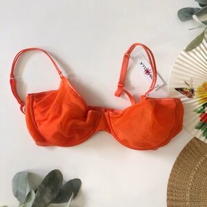 NWT Cosabella Hot Tamale Orange Unlined Sheer Mesh Demi Bra